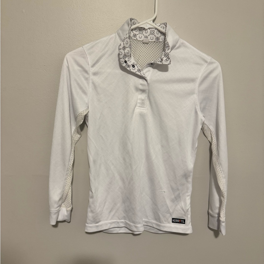 Equestrian Kerrits White Long Sleeve Polo for Kids